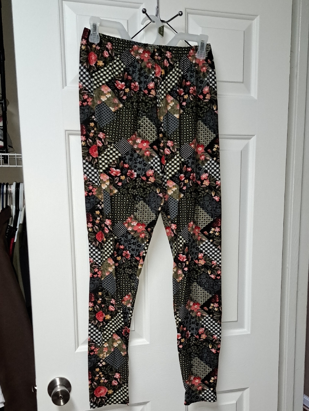 Floral Patchwork Black Leggings - Comfortable Women's Leggings